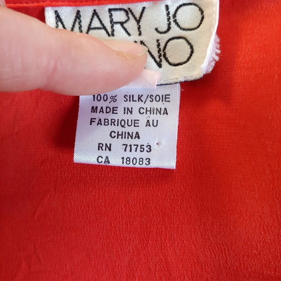 Vintage Mary Jo Bruno Orange Dilk Button Down Collared Blouse Top Size Women's S - Picture 9 of 10